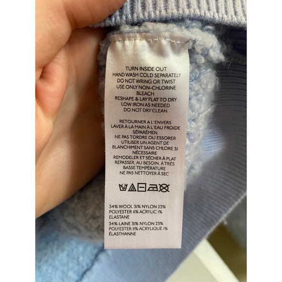 By Anthropologie Zip-Up Brushed Fuzzy Sweater Cardigan Sky Blue Size Small EUC - Picture 6 of 12